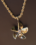 14 karat yellow gold and natural diamond Large Hering Propeller